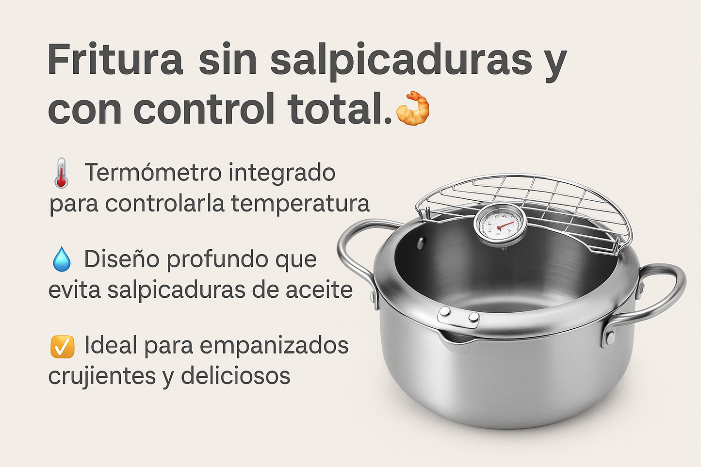 MT FRYPRO® - OLLA FREIDORA JAPONESA CON TERMÓMETRO